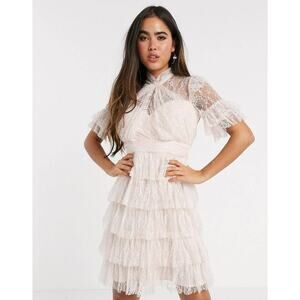 NWT By Malina Dusty Pink Liona Lace Dress Bridal Size Small